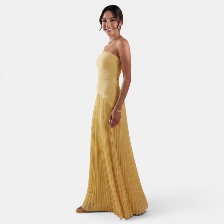 Vestido Largo Plisado Mujer Elegante Verano