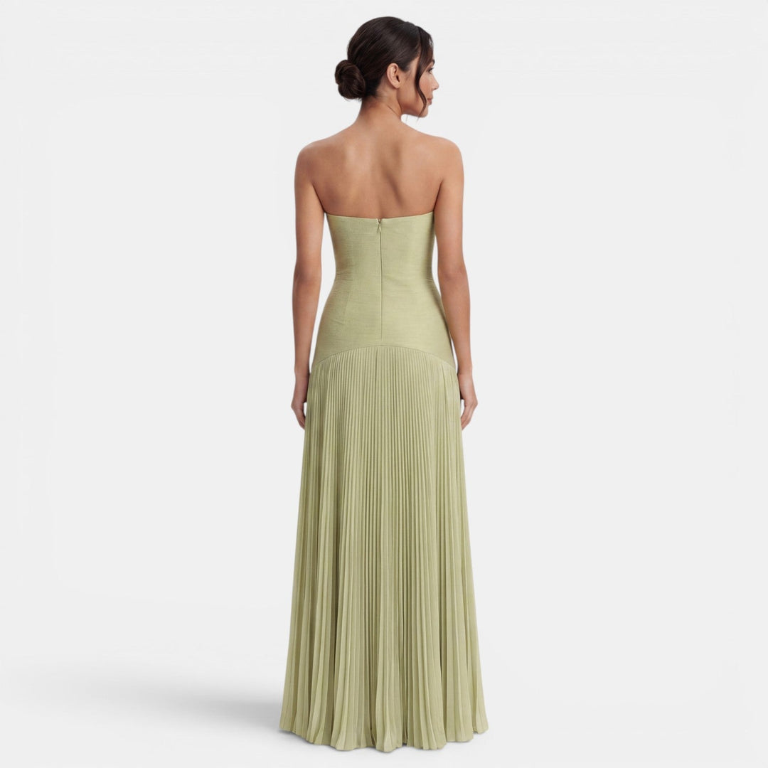 Vestido Largo Plisado Mujer Elegante Verano