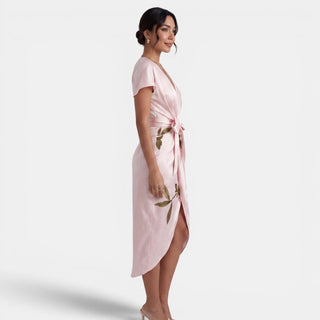 Vestido Midi Cruzado Floral Mujer