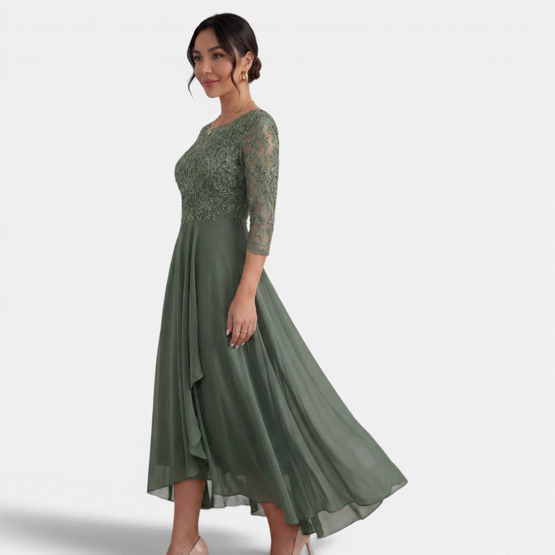 Vestido Fiesta Mujer Chiffon y Encaje