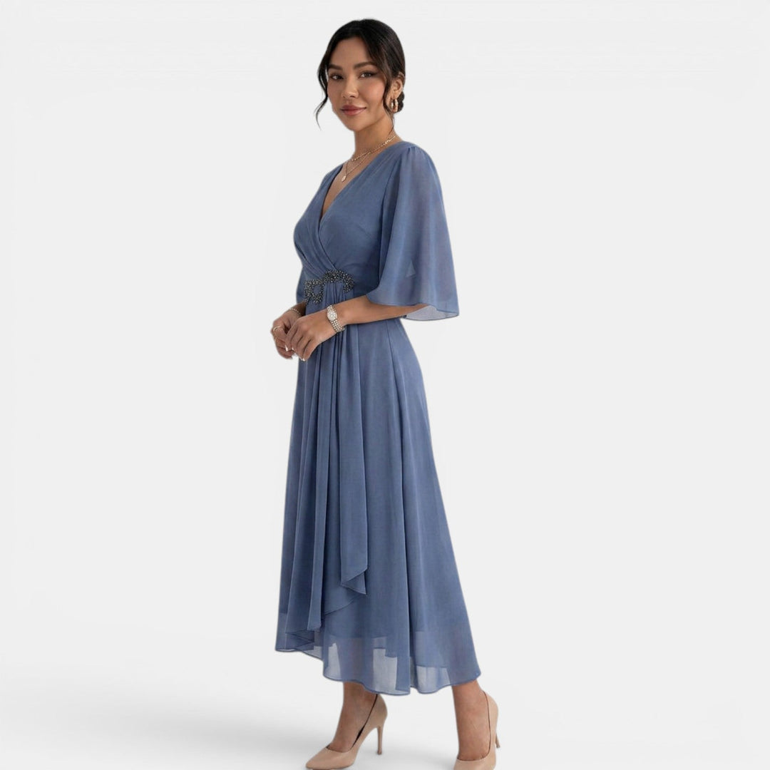 Vestido Midi Fluido Mujer Elegante