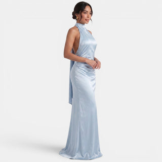 Vestido Largo Satinado Halter Mujer