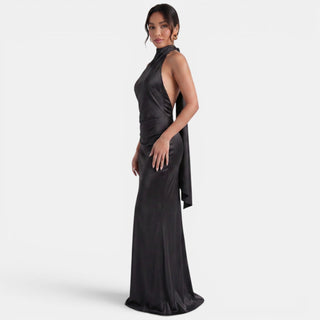 Vestido Largo Satinado Halter Mujer