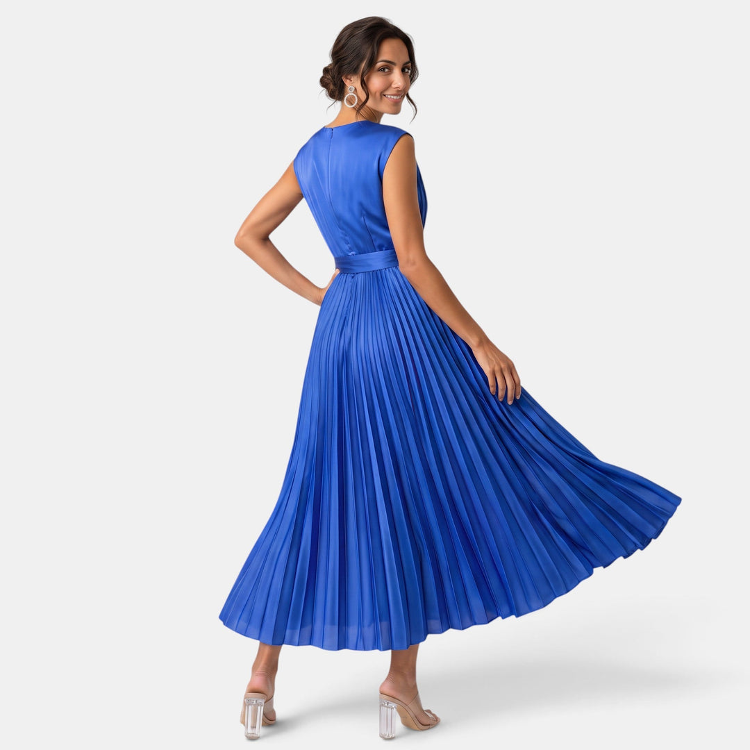 Vestido Satín Escote V Mujer Elegante