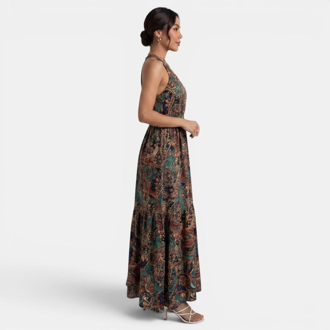Vestido Boho Largo de Cintura Alta
