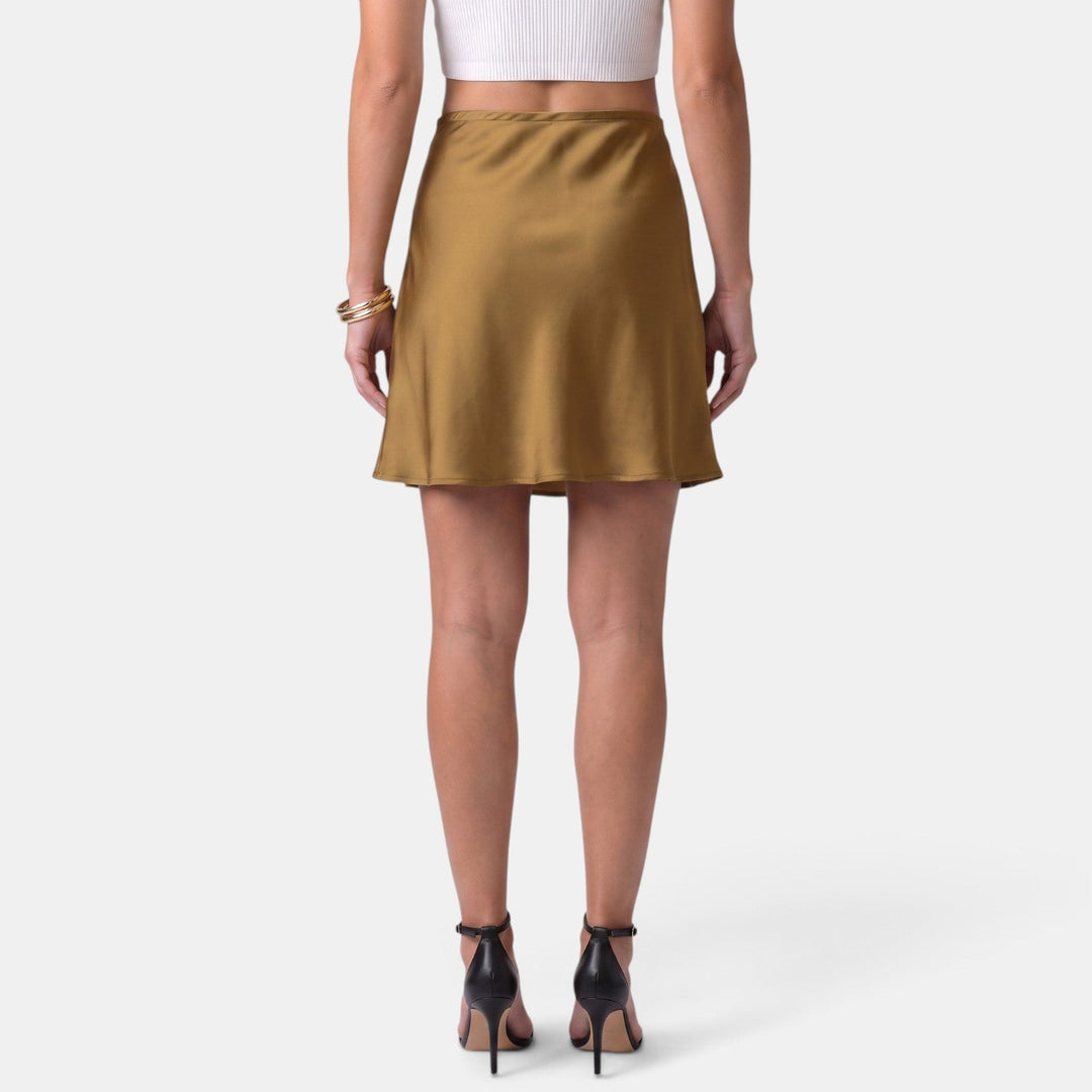 Falda Mini Satinada Mujer con Cordón