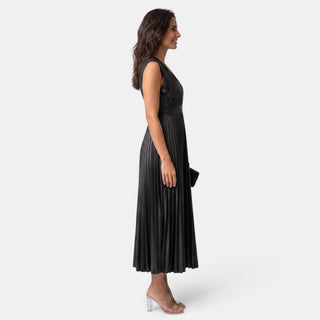 Vestido Satín Escote V Mujer Elegante