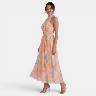 Vestido Mujer Floral Sin Mangas Espalda Abierta