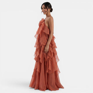 Vestido Largo Halter Mujer con Flor