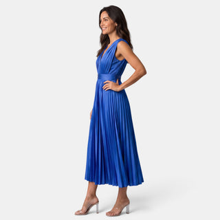 Vestido Satín Escote V Mujer Elegante