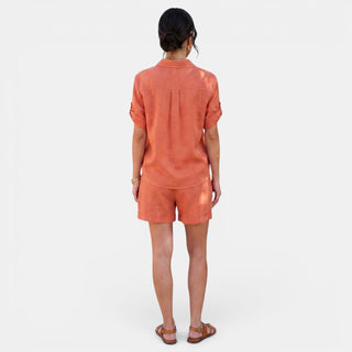 Conjunto Mujer Camisa Lino Algodón Manga Media