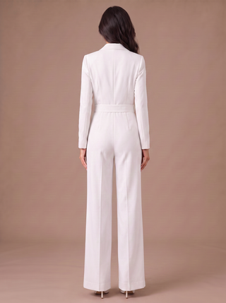 Mono Elegante de Mujer con Escote en V, Manga Larga y Pernera Ancha