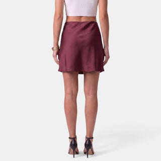 Falda Mini Satinada Mujer con Cordón