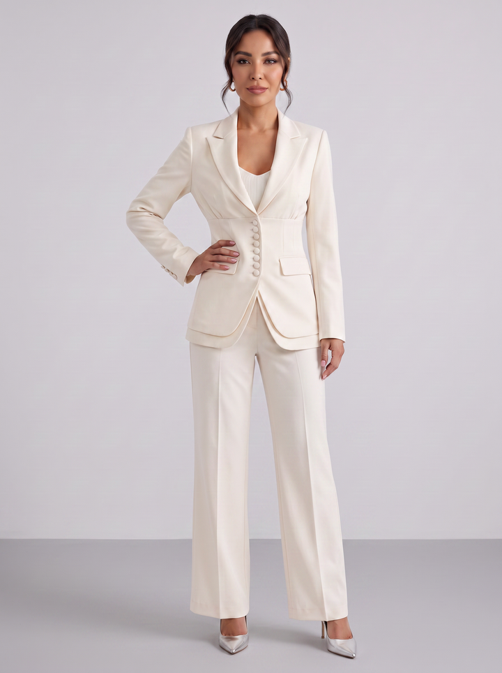 Traje Mujer de Dos Piezas con Americana Entallada y Pantalón