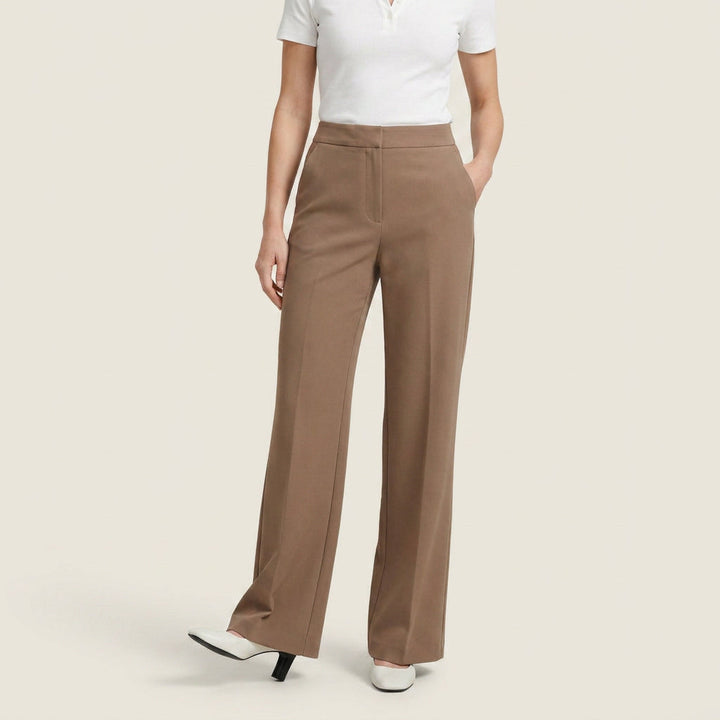 Pantalón Recto de Talle Alto con Pinza Central para Mujer
