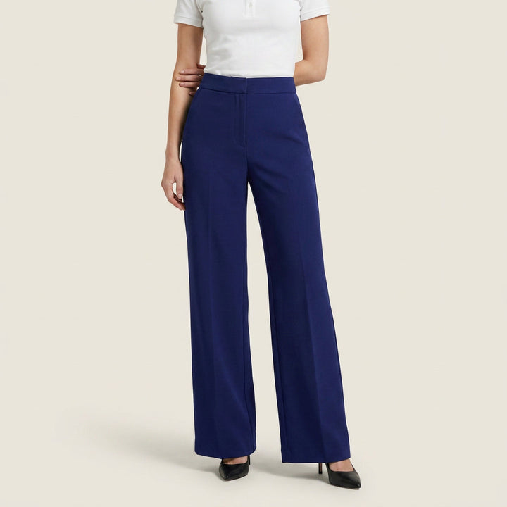 Pantalón Recto de Talle Alto con Pinza Central para Mujer