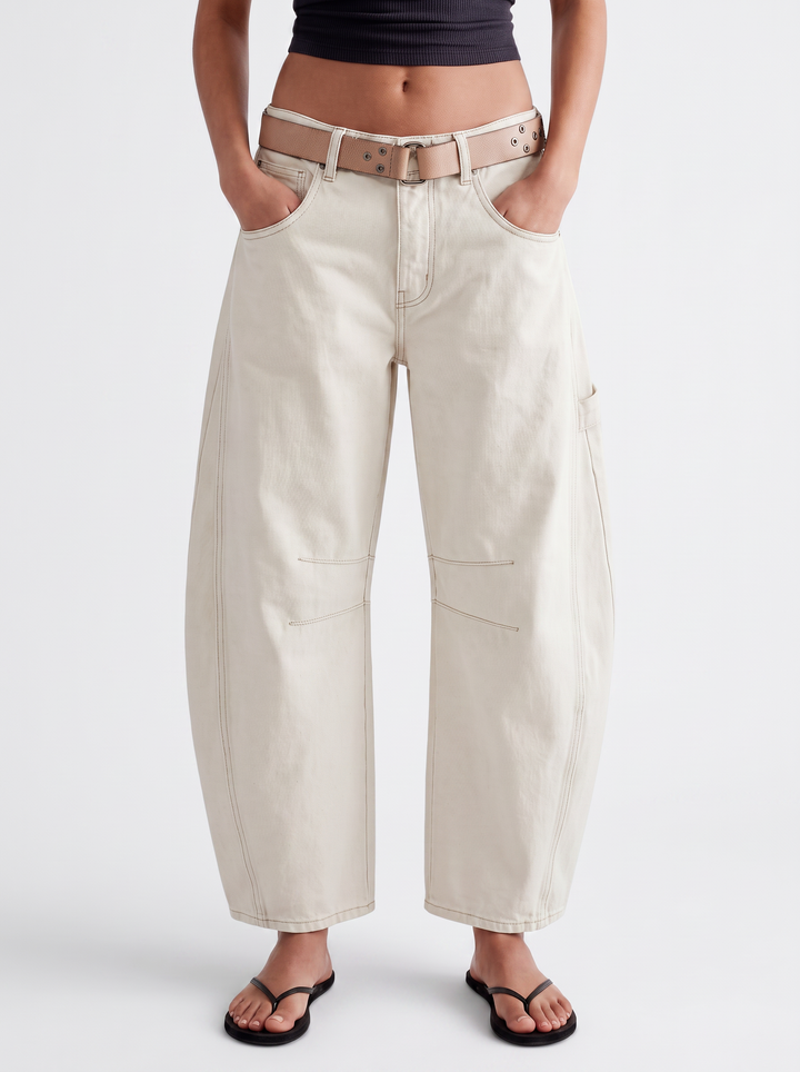 Jeans Mujer Elásticos Tiro Medio Pierna Ancha