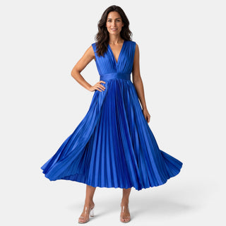 Vestido Satín Escote V Mujer Elegante