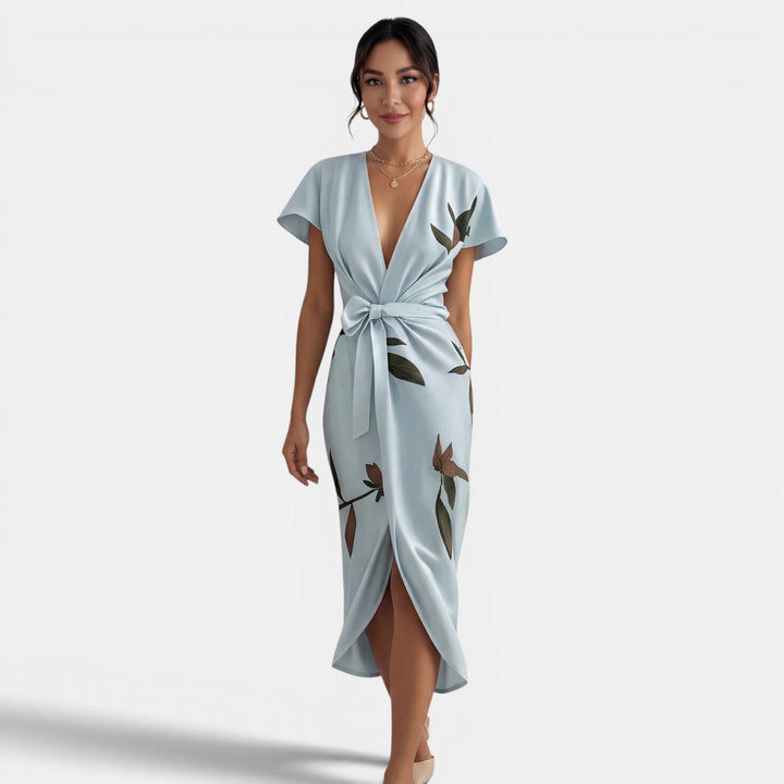 Vestido Midi Cruzado Floral Mujer