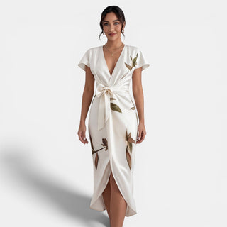 Vestido Midi Cruzado Floral Mujer