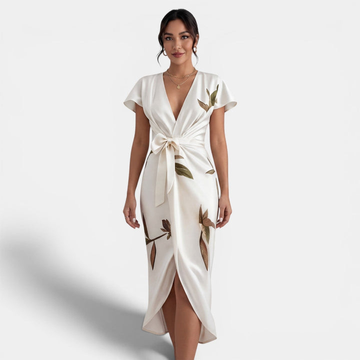 Vestido Midi Cruzado Floral Mujer