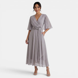 Vestido Midi Fluido Mujer Elegante