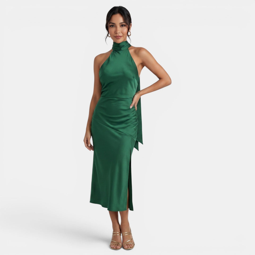 Vestido Satén Elegante Mujer