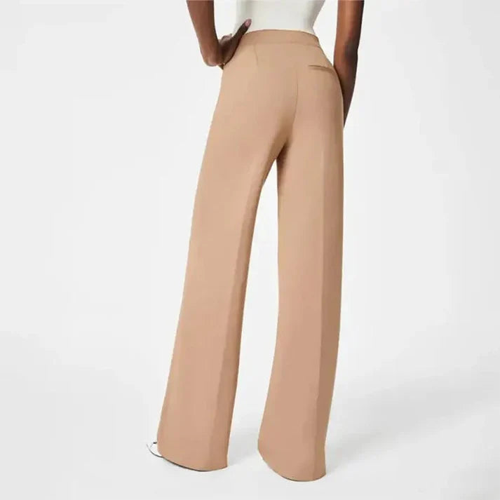Mónica - Pantalón elástico de tiro alto y botones dorados
