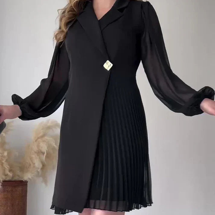 Jimena - Vestido con solapas con diseño plisado