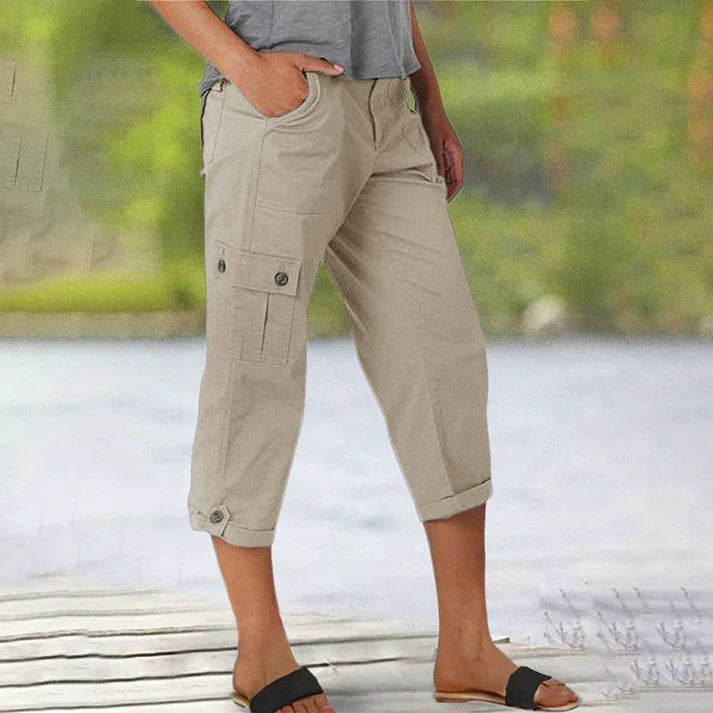 Inés - Pantalón corto casual elástico con bolsillos