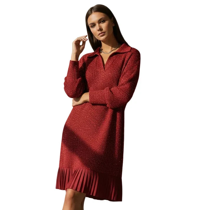 Elvira - Vestido corto con solapa y brillo sutil
