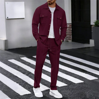 Iván – Conjunto de chaqueta abotonada y pantalón waffle