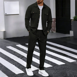 Iván – Conjunto de chaqueta abotonada y pantalón waffle
