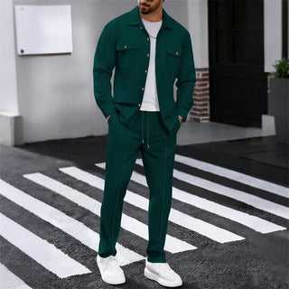 Iván – Conjunto de chaqueta abotonada y pantalón waffle