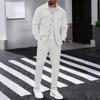 Iván – Conjunto de chaqueta abotonada y pantalón waffle