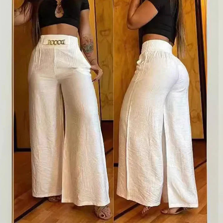 Siena – Pantalones anchos de cintura alta con detalle de cinturón