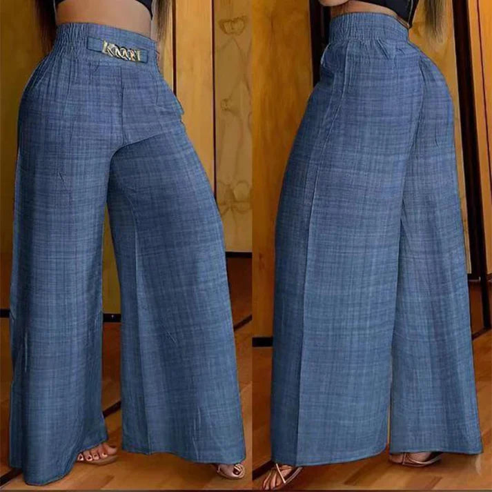 Siena – Pantalones anchos de cintura alta con detalle de cinturón
