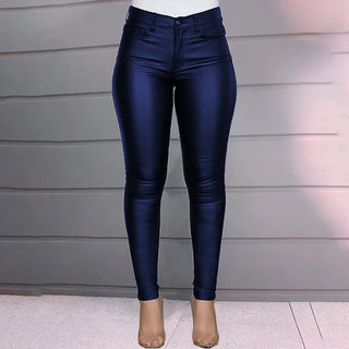 Victoria - Pantalones ajustados efecto piel de cintura alta
