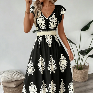 Candela - Vestido maxi barroco con escote en V
