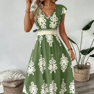 Candela - Vestido maxi barroco con escote en V