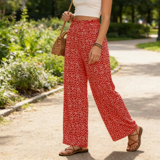 Clara - Pantalón ancho de tiro alto con cintura fruncida