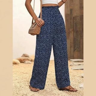 Clara - Pantalón ancho de tiro alto con cintura fruncida