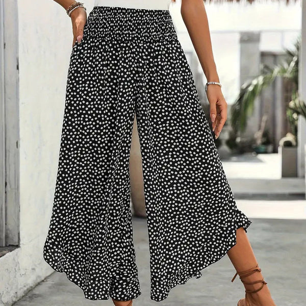 Adela - Pantalón fluido de lunares con volante