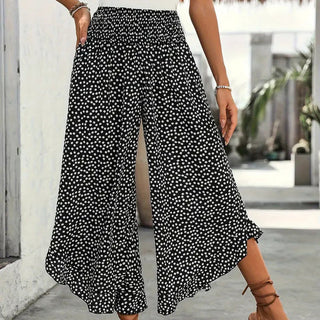 Adela - Pantalón fluido de lunares con volante