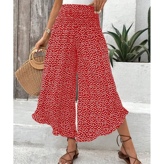 Adela - Pantalón fluido de lunares con volante