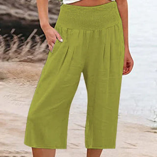 Abril - Pantalones capri ligeros con cintura elástica