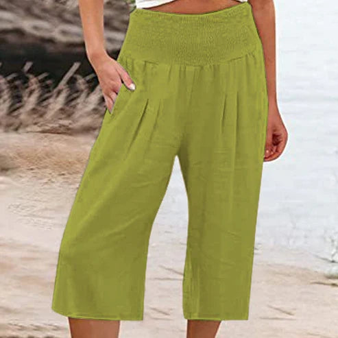 Abril - Pantalones capri ligeros con cintura elástica