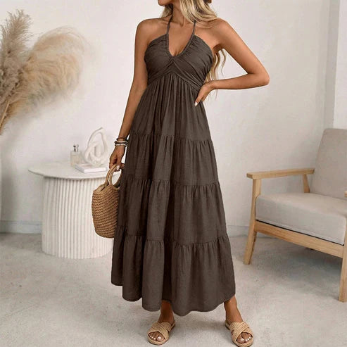 Julia - Vestido largo con cuello halter y espalda descubierta