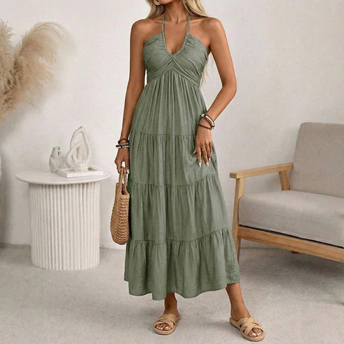 Julia - Vestido largo con cuello halter y espalda descubierta