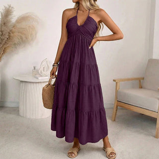 Julia - Vestido largo con cuello halter y espalda descubierta